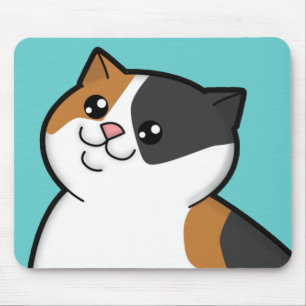 Lycklig fet Calicotabby katt Mousepad Musmatta