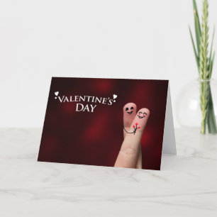 Lycklig Finger Hug på Alla hjärtans dag Helgkort