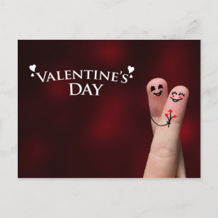 Lycklig fingerkram på valentin dag helg vykort
