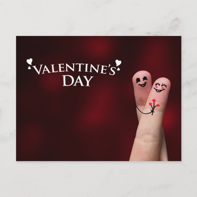 Lycklig fingerkram på valentin dag helg vykort (Framsida)