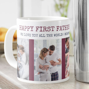 Lycklig First Fars dag 4 Foto Maroon & Navy Jumbo Mugg
