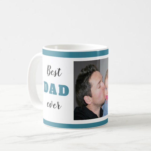 Lycklig First Fars dag Bästa Pappa någonsin-foto Kaffemugg (Framsida vänster)
