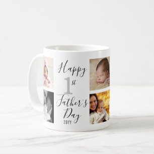 Lycklig First Fars dag New Pappa 8 Photo Collage Kaffemugg