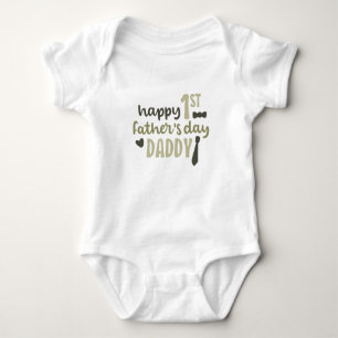 Lycklig First Fars dag pappa Baby Bodykostydräkt T Shirt