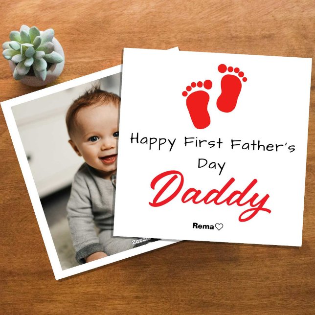 Lycklig First Fars dag - Personlig Photo Card Julkort (Skapare uppladdad)