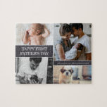 Lycklig First Far's Day Photo Collage Family  Pussel<br><div class="desc">"Lycklig första Far's Day" Photo Collage from Family puzzle - Anpassa det här pusslet med sina favoritfoton för pappas dag. Skapa en keepsaké som han ska ta hand om och leka med sin familj i många år till komen.</div>