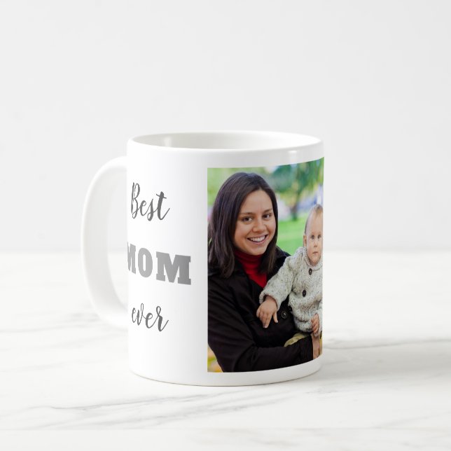 Lycklig First Mors dag Bästa Mamma någonsin-foto Kaffemugg (Framsida vänster)