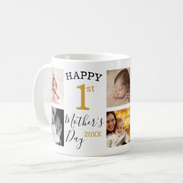 Lycklig First Mors dag New Mamma 8 Fotokollage Kaffemugg