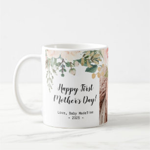 Lycklig First Mors dag Photo Blommigt Kaffemugg