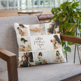 Lycklig First Mors dag's Photo Collage Keepsak Kudde