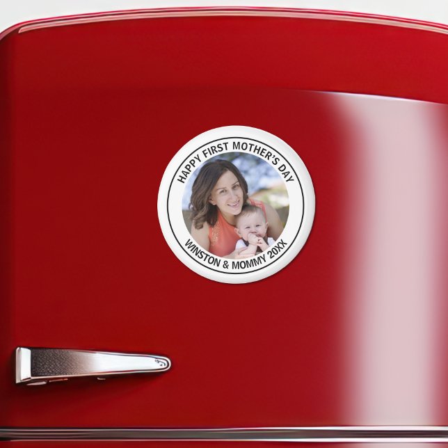 Lycklig First Mor's Day Anpassningsbar Photo & Tex Magnet (Skapare uppladdad)