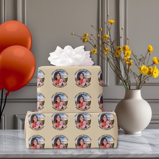 Lycklig First Mor's Day Anpassningsbar Photo & Tex Presentpapper (Skapare uppladdad)