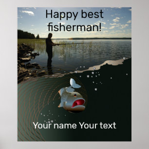 Lycklig fiske poster