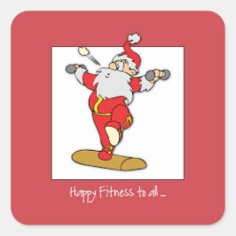 Lycklig Fitness Utövar jul med jultomten Fyrkantigt Klistermärke