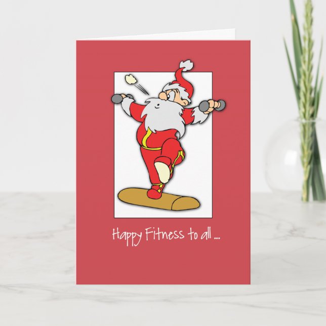 Lycklig Fitness Utövar jul med jultomten Kort (Framsida)