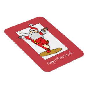Lycklig Fitness Utövar jul med jultomten Magnet