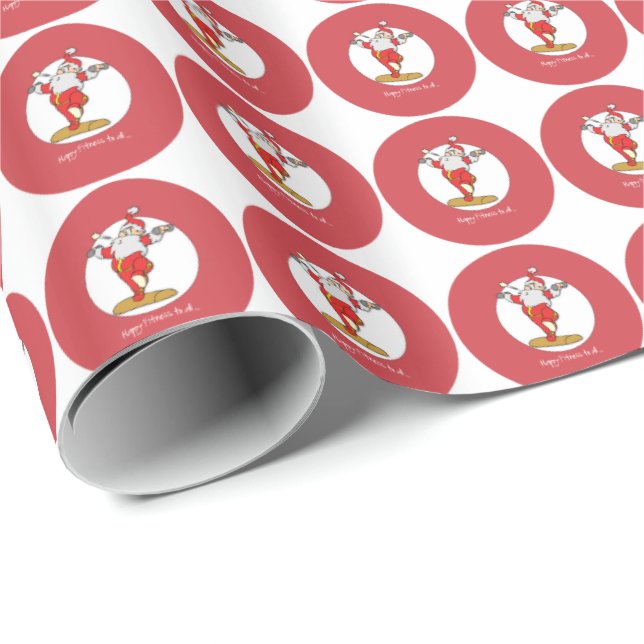 Lycklig Fitness Utövar jul med jultomten Presentpapper (Rullad Hörn)