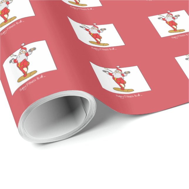 Lycklig Fitness Utövar jul med jultomten Presentpapper (Rullad Hörn)