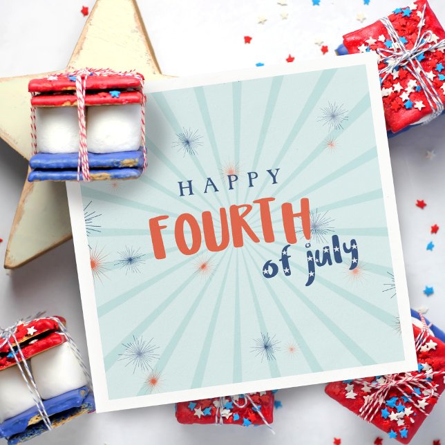 Lycklig Fjärde fyrverkeriet, 4 juli Party Napkins Pappersservett (Fabulous Fourth of July Napkins for your fabulous party!)
