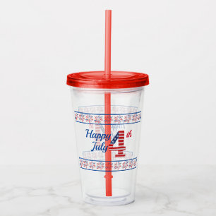 Lycklig Fjärde juli 16 oz. Rensa akrylisk tumlare Take Away Mugg