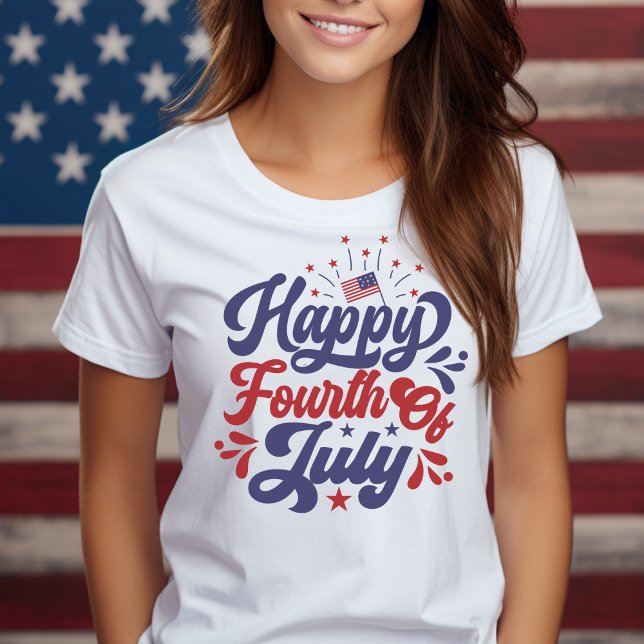 Lycklig Fjärde juli Amerikanska patriotiska T Shirt (Happy Fourth of July American Patriotic T-Shirt)