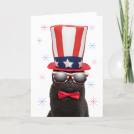 Lycklig Fjärde juli-Coolan Katt i Sunglass Humor Helgkort