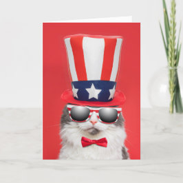 Lycklig Fjärde juli-Coolan Patriotic Cat Humor Helgkort