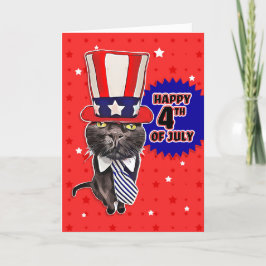Lycklig Fjärde juli Cute Patriotic Cat Helgkort