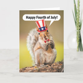 Lycklig Fjärde juli-ekorren i Patriotic Hat Helgkort