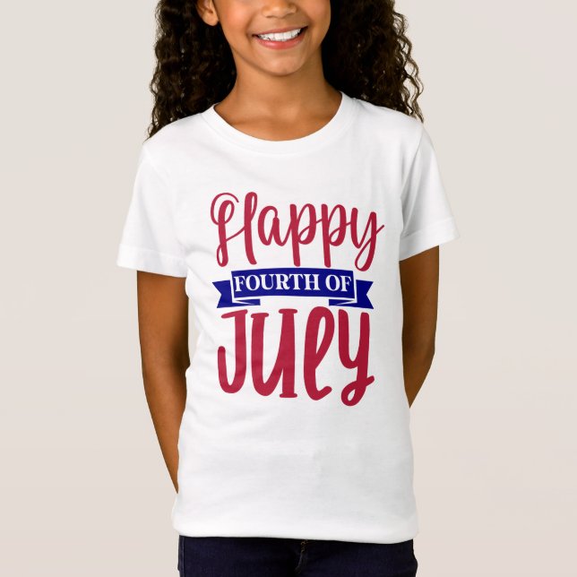 Lycklig Fjärde juli-flickorna T Shirt (Framsida)