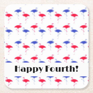 Lycklig Fjärde juli Independence day Flamingos Underlägg Papper Kvadrat