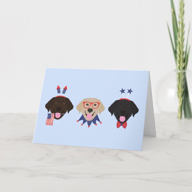 Lycklig Fjärde juli Labrador Retriever Hundar Helgkort (Framsida)