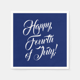 Lycklig Fjärde juli-manuset marinblått elegant Pappersservett