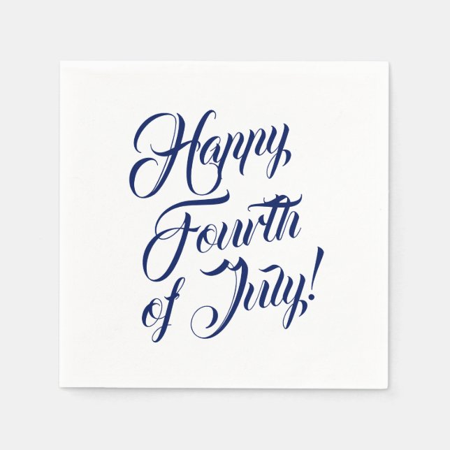 Lycklig Fjärde juli-manuset marinvit elegant Pappersservett (Framsidan)