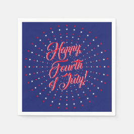 Lycklig Fjärde juli-manuset med röda vita stjärnor Pappersservett