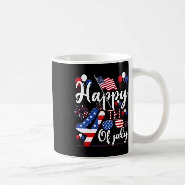 Lycklig Fjärde juli: Patriotisk USA amerikansk Fla Kaffemugg (Höger)