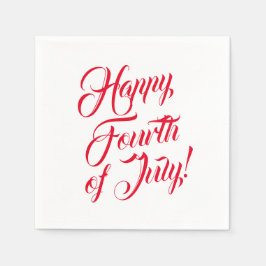 Lycklig Fjärde juli-skript röd vit elegant Pappersservett