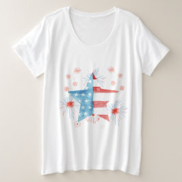 LYCKLIG FJÄRDE STAR FLAGGA T-Shirt