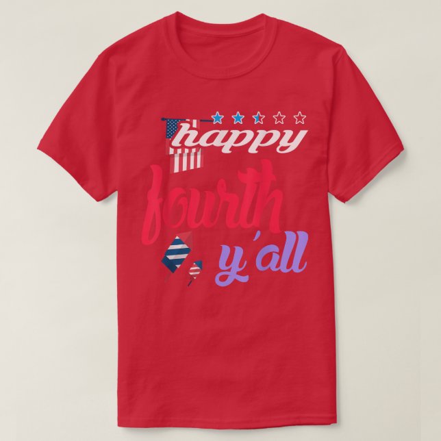 Lycklig Fjärde Y-Noveltyn T Shirt (Design framsida)