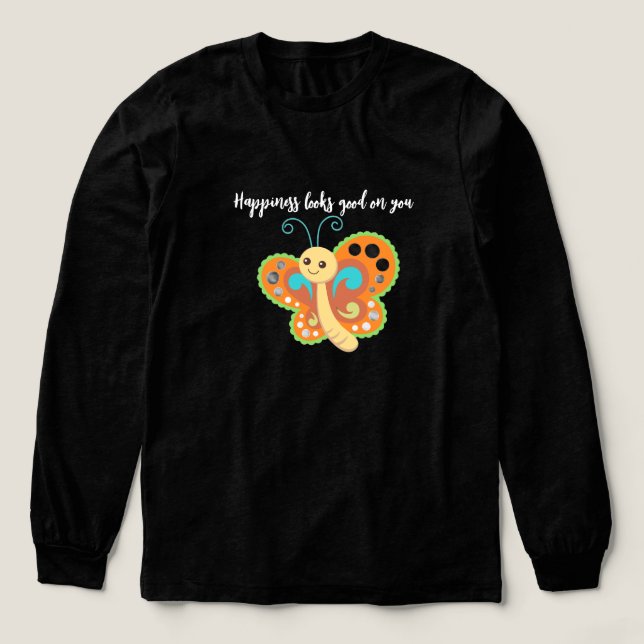 Lycklig-fjäril T Shirt (Design framsida)