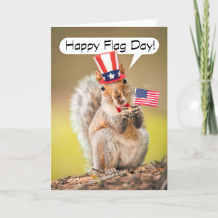 Lycklig Flagga Dag Cute Patriotic Squirrel med Fla Helgkort