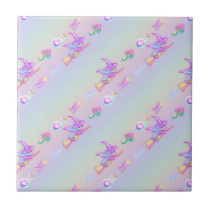 Lycklig Fläktvätt Bright pastel Rainbow Mönster Kakelplatta
