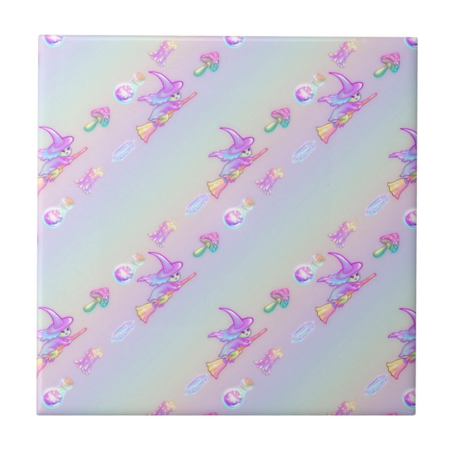 Lycklig Fläktvätt Bright pastel Rainbow Mönster Kakelplatta (Framsidan)