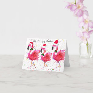 Lycklig Flamingo-hälsningskort för julklapp Kort