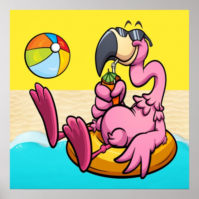 Lycklig Flamingo Poster (Framsidan)