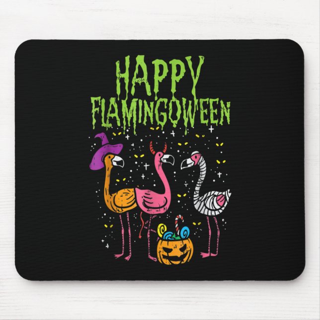 Lycklig Flamingoween Scary Flamingos Funny Hallowe Musmatta (Framsidan)