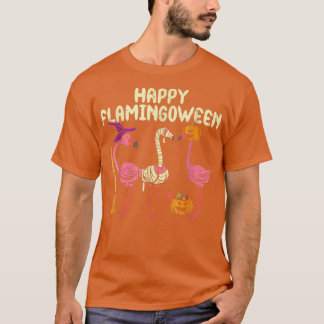 Lycklig Flamingoween Witch Pumpkin Mummy Flamingo  T Shirt