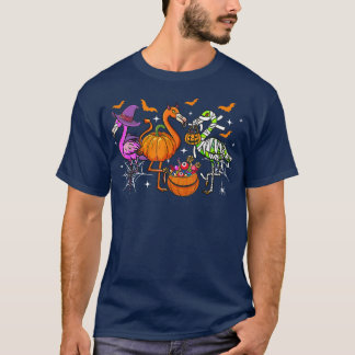 Lycklig Flamingoween Witch Pumpkin Mummy Flamingo  T Shirt