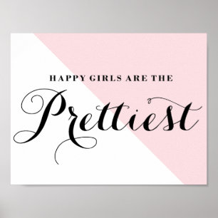 Lycklig flickor är Abstraktens främsta Rosa Poster