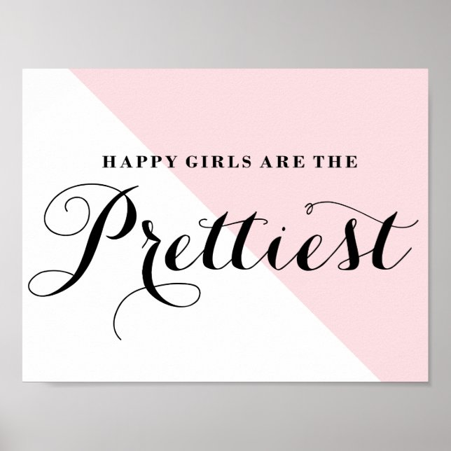 Lycklig flickor är Abstraktens främsta Rosa Poster (Framsidan)